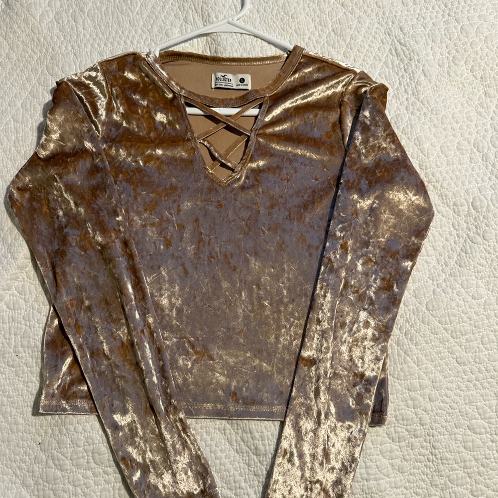 Velvet Long Sleeve Top- Hollister Must Have Collection